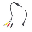 Y-adapter från 4-polig hane / 2x Cinch hane + strömförsörjning hane
