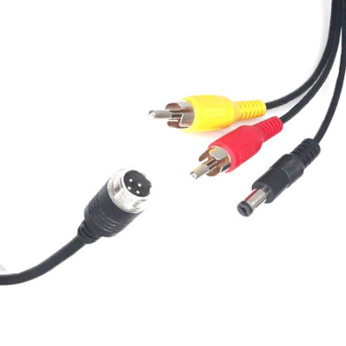 Y-adapter från 4-polig hane / 2x Cinch hane + strömförsörjning hane