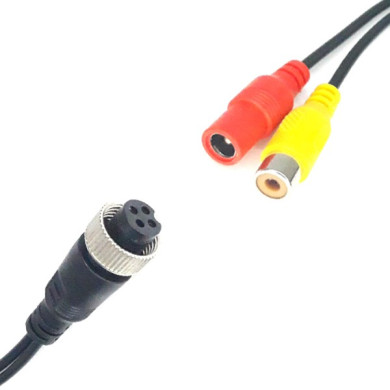 Y-adapter 4-polig hona / 1x Cinch hona + strömförsörjning hona