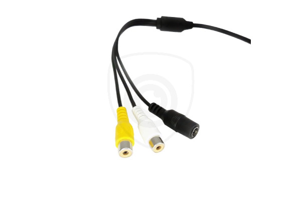 Y-adapter 4-pin hona / 2x RCA hona + strömförsörjning hona