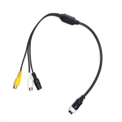 Y-adapter 4-pin hona / 2x RCA hona + strömförsörjning hona