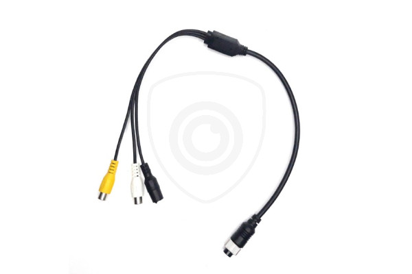 Y-adapter 4-pin hona / 2x RCA hona + strömförsörjning hona