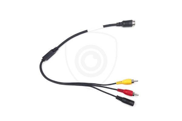 Y-adapter 4-pin hane / 2x RCA hane + DC-strömförsörjning hona