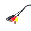 Y-adapter 4-pin hane / 2x RCA hane + DC-strömförsörjning hona