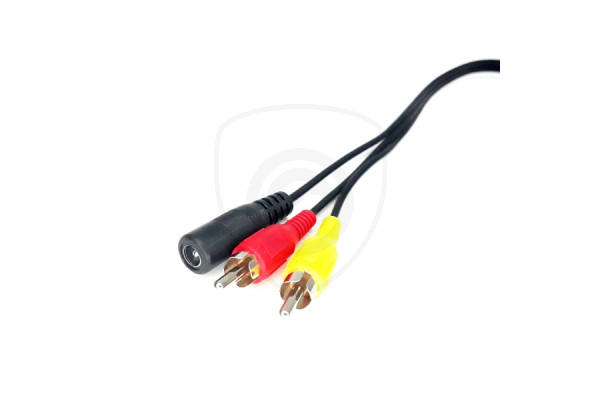 Y-adapter 4-pin hane / 2x RCA hane + DC-strömförsörjning hona