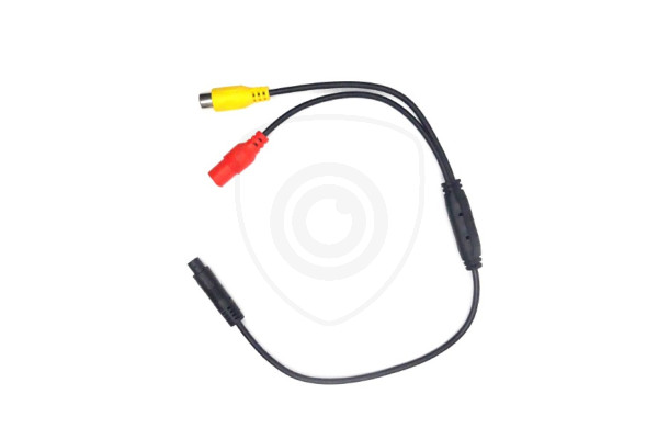 Y-adapter från fyrpolig Mini hane till 1x Cinch hona + strömförsörjning hona