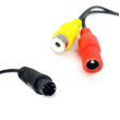 Y-adapter från fyrpolig Mini hane till 1x Cinch hona + strömförsörjning hona