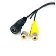 Y-adapter fyrpolig hane / 2x Cinch hona + strömförsörjning hona
