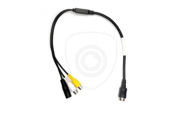 Y-adapter fyrpolig hane / 2x Cinch hona + strömförsörjning hona