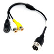 Y-adapter fyrpolig hane / 2x Cinch hona + strömförsörjning hona
