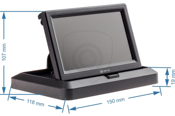 Fällbar 5″ bilmonitor för Backkameror