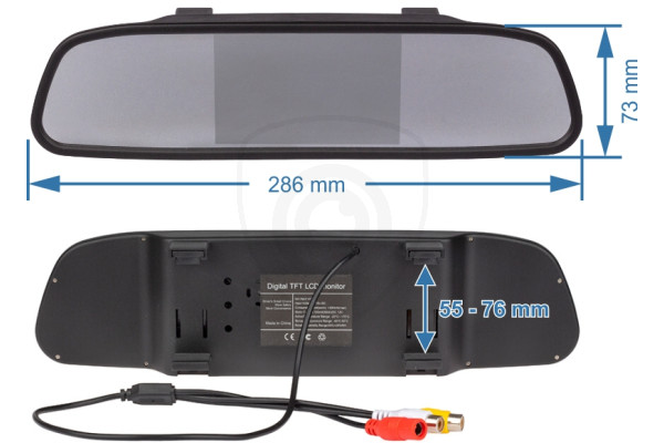 4,3″ bilmonitor i backspegeln
