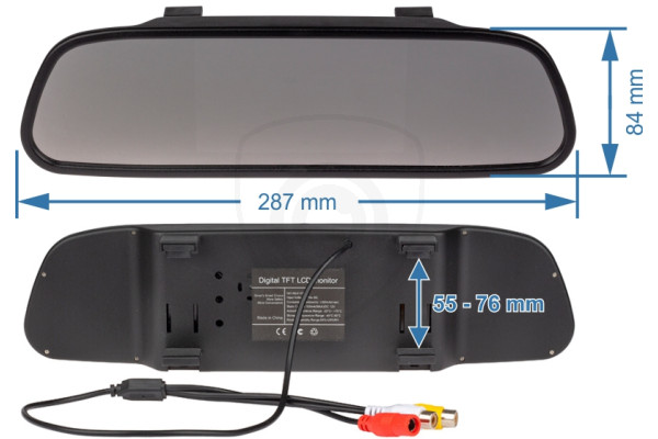 Bilmonitor i backspegeln 5″