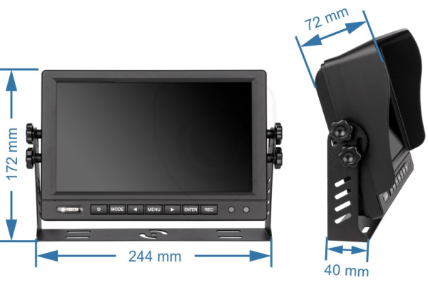 Monitor för nyttofordon VESTYS AHD 9″ Quad
