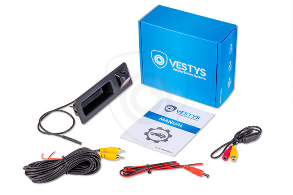 Paketets innehåll - Backkamera BMW Modell 2 för bakluckans handtag, videokabel, anslutningsmanual, strömkabel, adapter Paketets innehåll - Backkamera BMW Modell 2 för bakluckans handtag, videokabel, anslutningsmanual, strömkabel, adapter