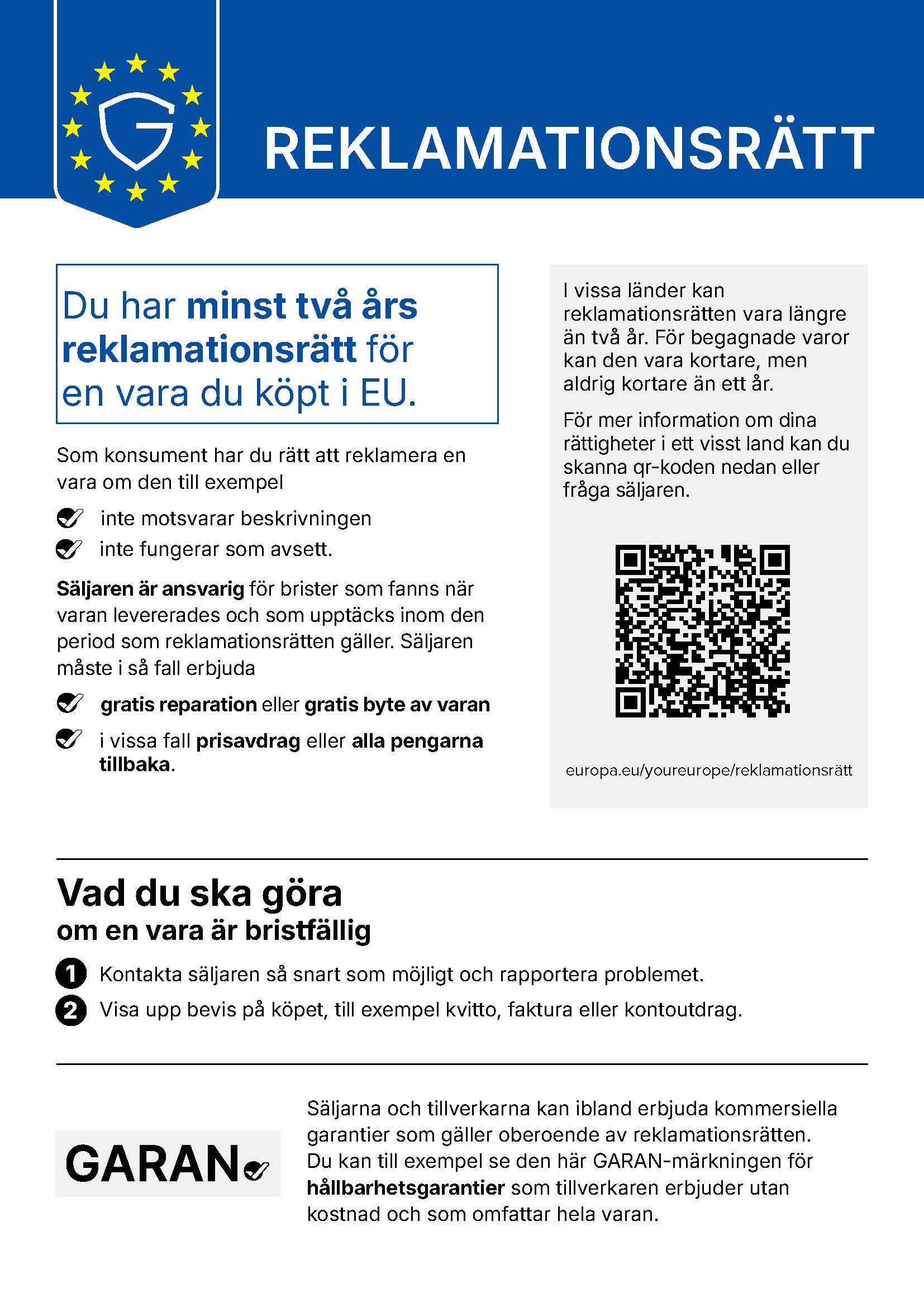 Information om den lagstadgade garantin i Europeiska unionen